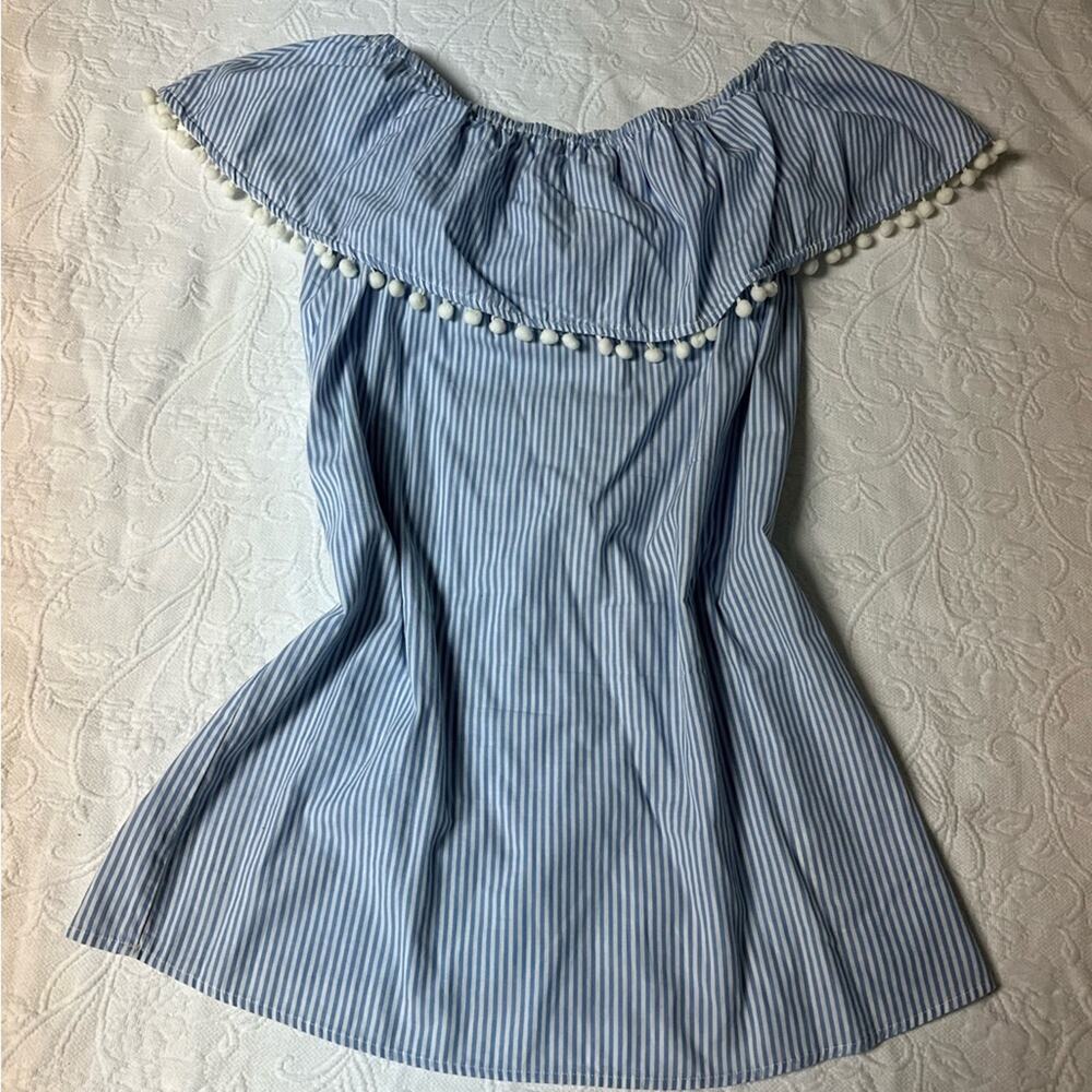 Forever 21 Off the Shoulder Blue and White Striped Dress Size Large